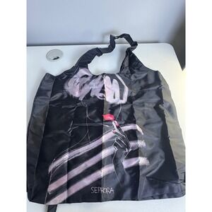 NEW Sephora Nylon Reusable Roll-Up Tote Bag, Black Compact Foldable Travel